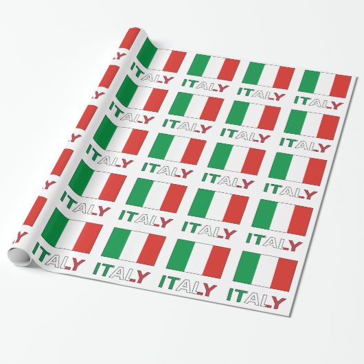 Italië en Italië met vlag Cadeaupapier (Uitgerold)
