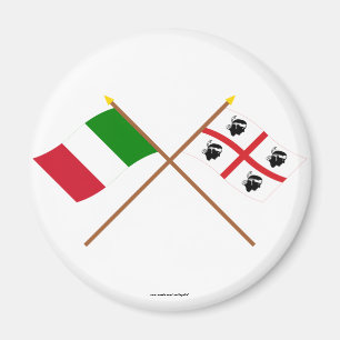 Italië en Sardegna kruisen vlaggen Magneet