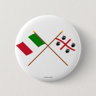 Italië en Sardegna kruisen vlaggen Ronde Button 5,7 Cm