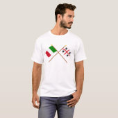 Italië en Sardegna kruisen vlaggen T-shirt (Voorkant volledig)