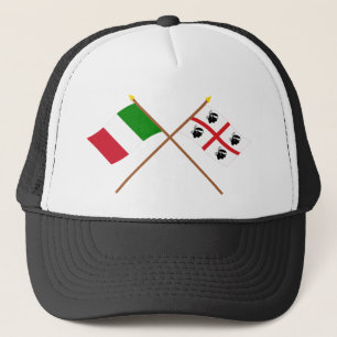 Italië en Sardegna kruisen vlaggen Trucker Pet