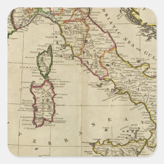 Italië en Sardinië Vierkante Sticker (Voorkant)