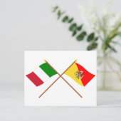Italië en Sicilië kruisen vlaggen Briefkaart (Staand voorkant)