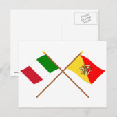 Italië en Sicilië kruisen vlaggen Briefkaart (Voorkant / Achterkant)