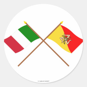 Italië en Sicilië kruisen vlaggen Ronde Sticker