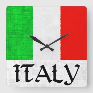 ITALIË FLAG Clock Vierkante Klok