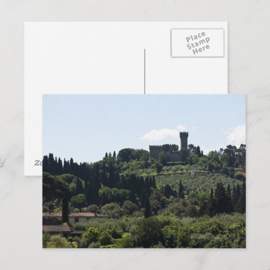 Italië, Florence, Castle op de heuvel Briefkaart (Voorkant / Achterkant)