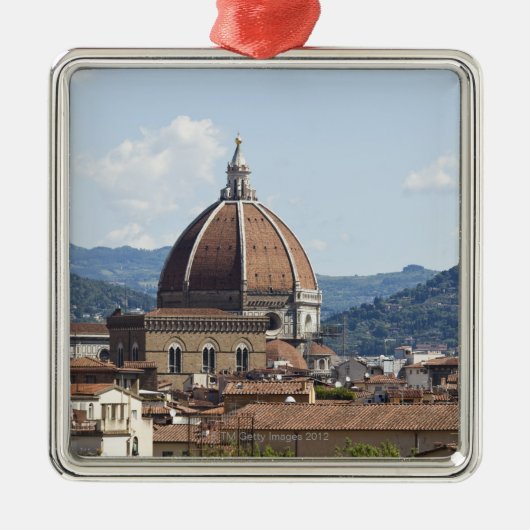 Italië, Florence, Cityscape met Duomo Metalen Ornament (Voorkant)