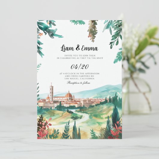 Italië Florence landschap Bestemming Bruiloft Kaart (Staand voorkant)