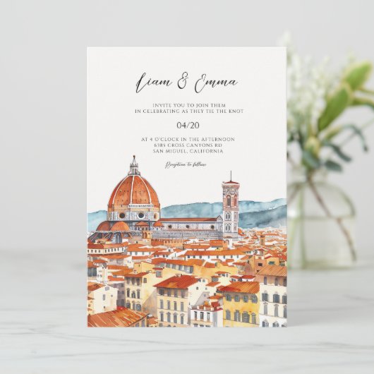 Italië Florence landschap bruiloft uitnodiging (Staand voorkant)