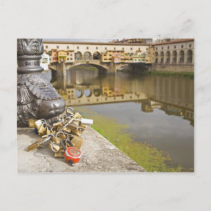 Italië, Florence, Love Locks en reflecties in Briefkaart