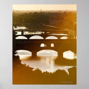 Italië, Florence, Ponte Vecchio en de Arno in Poster