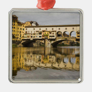 Italië, Florence, Reflecties in de rivier de Arno Metalen Ornament