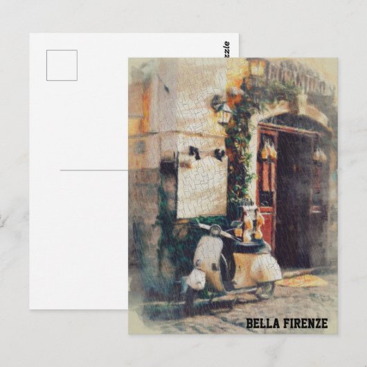** Italië Florence Scooter AP12 Cobblestone Briefkaart (Voorkant / Achterkant)
