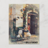 ** Italië Florence Scooter AP12 Cobblestone Briefkaart (Voorkant)