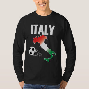 Italië Football Fan Map Boot Voetbal T-shirt