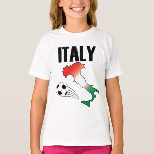 Italië Football Fan Map Boot Voetbal T-shirt