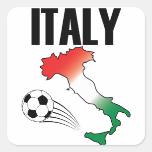 Italië Football Fan Map Boot Voetbal Vierkante Sticker