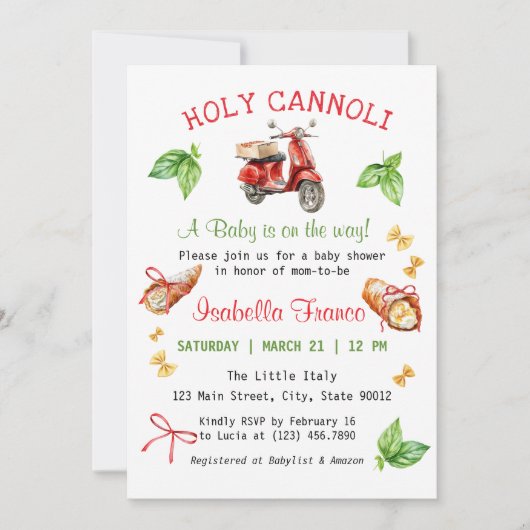 Italië Fun Holy Cannoli Baby shower Uitnodiging (Voorkant)