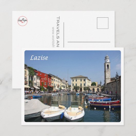 Italië - Gardenmeer - Lazise - haven - Briefkaart (Voorkant / Achterkant)