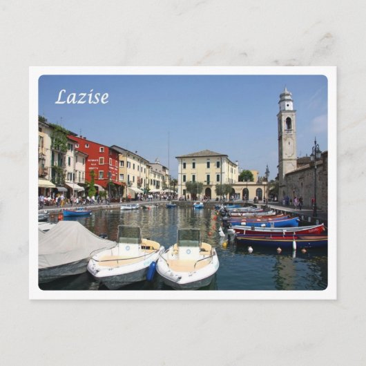 Italië - Gardenmeer - Lazise - haven - Briefkaart (Voorkant)