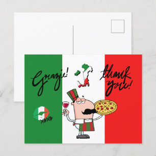 Italië Grazie Pizza Chef Wijnkus XOXO Briefkaart