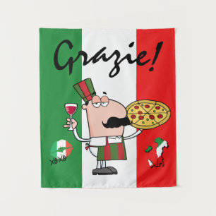 Italië Grazie Pizza Chef Wijnkus XOXO Tapestry Wandkleed