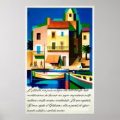 Italië, Helderkleurige woningen, Vintage-reis Poster (Voorkant)