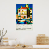Italië, Helderkleurige woningen, Vintage-reis Poster (Keuken)