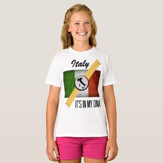 Italië Het is in mijn DNA-anker Italiaanse vlag Ro T-shirt (Voorkant volledig)