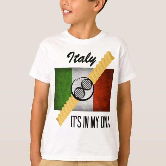 Italië Het is in mijn DNA Molecule Italiaanse vlag T-shirt (Voorkant)