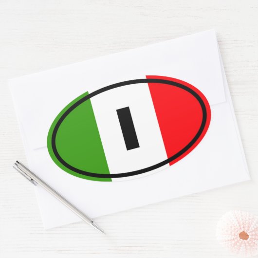 Italië - I - Europees Ovale Sticker (Envelop)