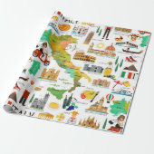 Italië Iconen Design Cadeaupapier (Uitgerold)