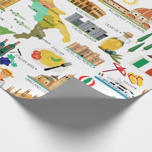 Italië Iconen Design Cadeaupapier (Hoek)