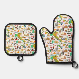 Italië Iconen Design Ovenwant & Pannenlap Set