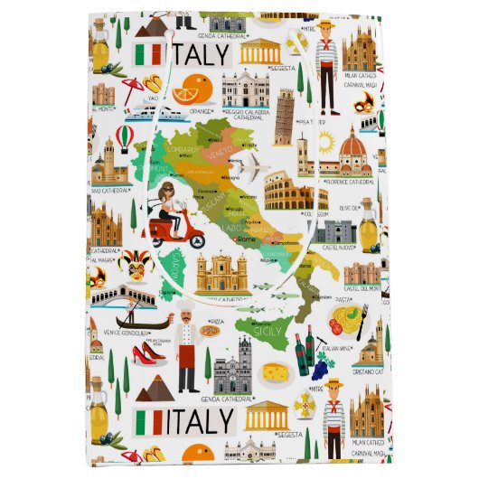 Italië Icons Design Gift Bag Medium Cadeauzakje (Voorkant)
