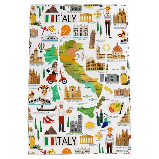 Italië Icons Design Gift Bag Medium Cadeauzakje (Achterkant)