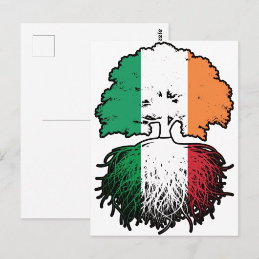 Italië - Ierse vlag - boomkorren Briefkaart (Voorkant / Achterkant)