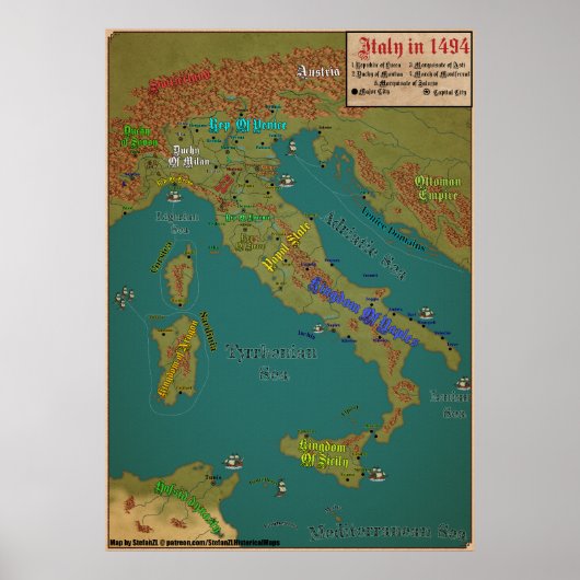 Italië in 1494 poster (Voorkant)