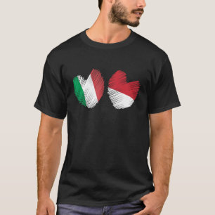 Italië Indonesië hart Italiaanse vlag Indonesische T-shirt