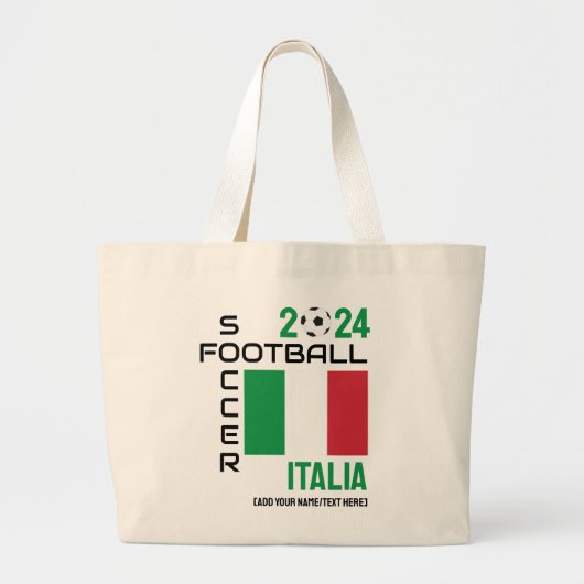 ITALIË ITALIA Football Aangepaste naam 2024 Elk ja Grote Tote Bag (Voorkant)