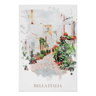 ** Italië Italia Street AP12 Planten Artistisch Po Perfect Poster