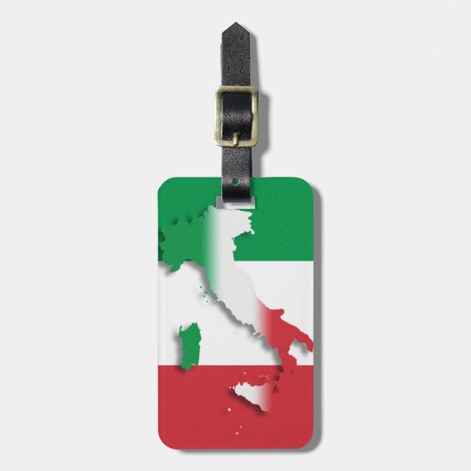 Italië Italiaans Bagagelabel van de vlag met leder (Voorkant verticaal)