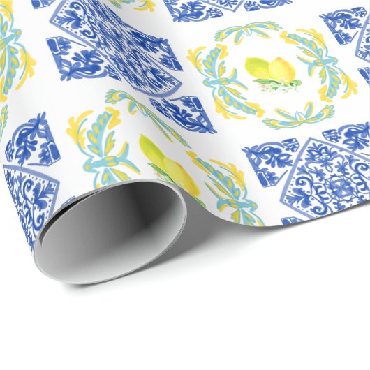 Italië Italiaans Citroen Vrijgezellenfeest huwelij Cadeaupapier (Rol Hoek)