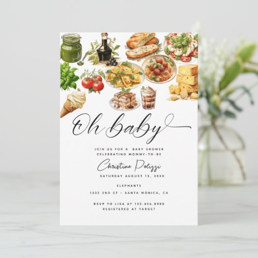 Italië | Italiaans eten | BABY SHOWER Kaart (Staand voorkant)