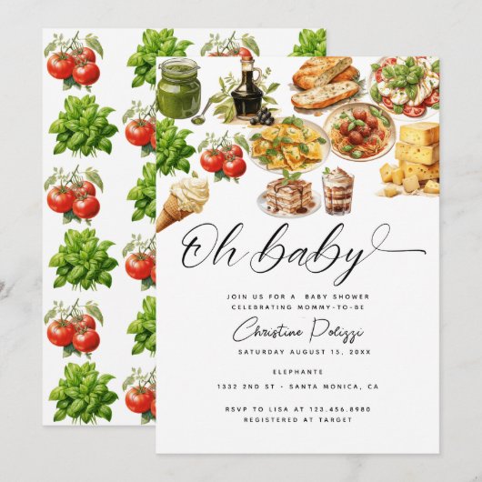 Italië | Italiaans eten | BABY SHOWER Kaart (Voorkant / Achterkant)
