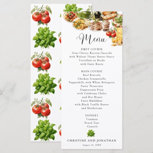 Italië | Italiaans eten | repetitie diner Menu (Voorkant / Achterkant)