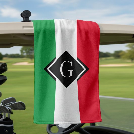 Italië Italiaans Initiaal met de vlag Red White Gr Golfhanddoek