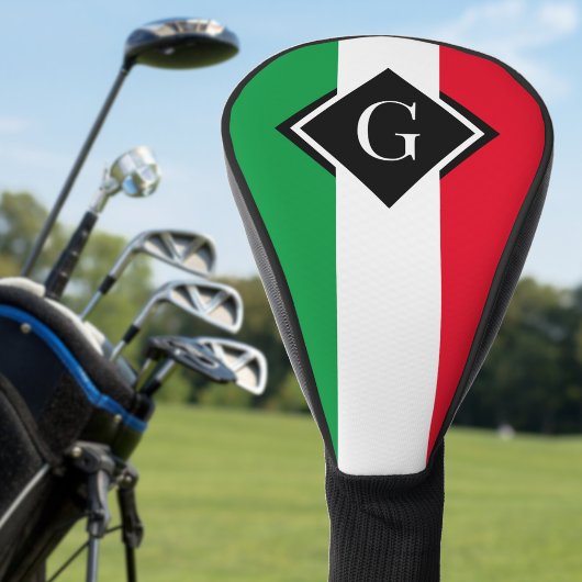 Italië Italiaans Initiaal met de vlag Red White Gr Golfheadcover