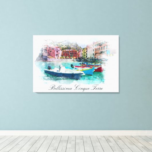 ** Italië Italiaans Taal Cinque Terre AP12 Art Canvas Afdruk (Insitu (Houten vloer))